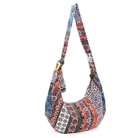 Women's Thai Style Hippie Hobo Soulder Handbags Large Crossbody Messenger Bag Floral Print Purse - craze-trade-limited