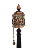 Tibetan 10" Buddha Embossed Spinning Prayer Wheel