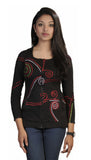 Ladies Black Slim Fit Long Sleeve Sinker Jacket with Dotted Spiral Embroidery