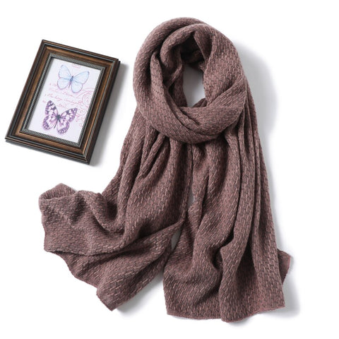 2020 Winter Scarf Women Solid Cashmere Knitted Pashmina Thick Shawls Lady Wraps Female Warm Foulard Neck Scarves Tow Side