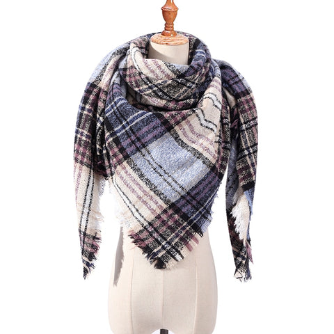 2019 women scarf fashion plaid winter scarves for ladies cashmere shawls wraps warm neck Triangle Bandage pashmina